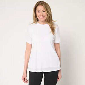 Dennis Basso Sequin Short Sleeve T-Shirt White M A686950